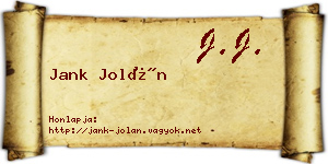 Jank Jolán névjegykártya